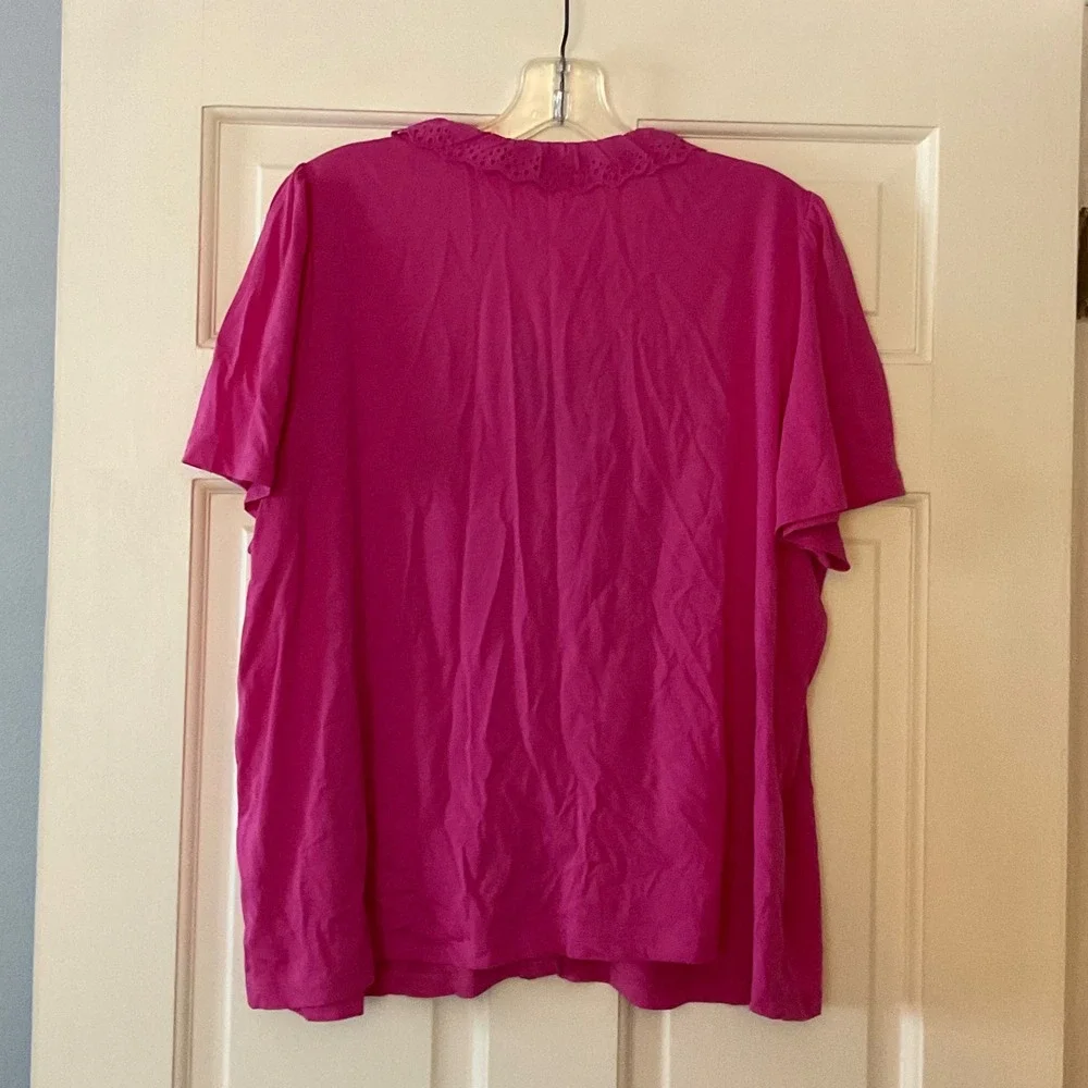 Boden Broderie V-Neck Top Blouse Shirt Pink US 14 NEW ruffle preppy work weekend